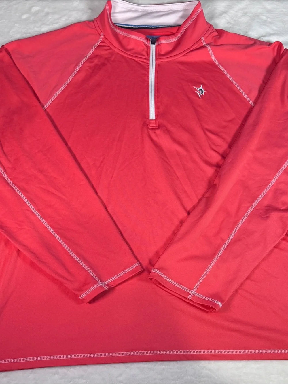 White Water 3XL Quarter Zip Pullover Coral Fishing Marlin Logo Long Sleeve